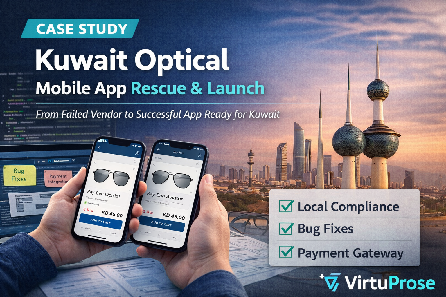 Mobile app rescue and launch for Kuwait Optical